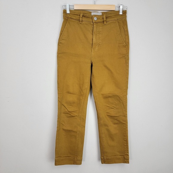 Everlane Cropped Slim Short Jeans Mustard Yellow High Rise Size 4 - Picture 1 of 10